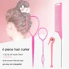 4pcs/set French Braid Tool Loop Elastic Hair Bands Remover Cutter Rat Tail Comb Metal Pin Tail Braiding Combs for Hair Styling 2