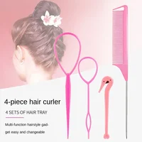 4pcs/set French Braid Tool Loop Elastic Hair Bands Remover Cutter Rat Tail Comb Metal Pin Tail Braiding Combs for Hair Styling 2
