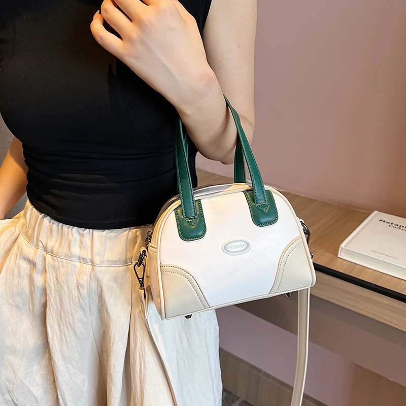 Mini PU Leather Women's Bag Sport Bowling Bag Letter Print