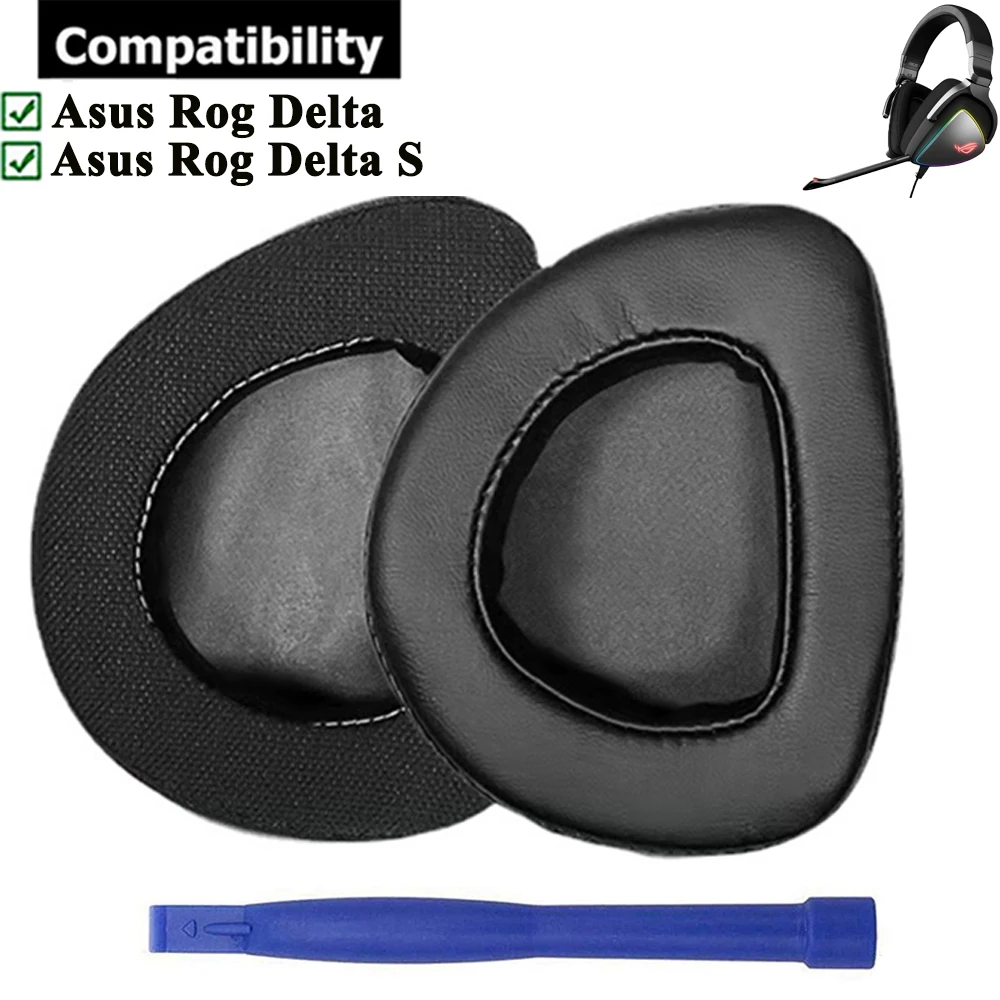 1Pair Flexible Durable Leather Replacement Earpads Ear Muffs Pads Soft Memory Foam For Asus Rog Delta Aura Sync Headphones
