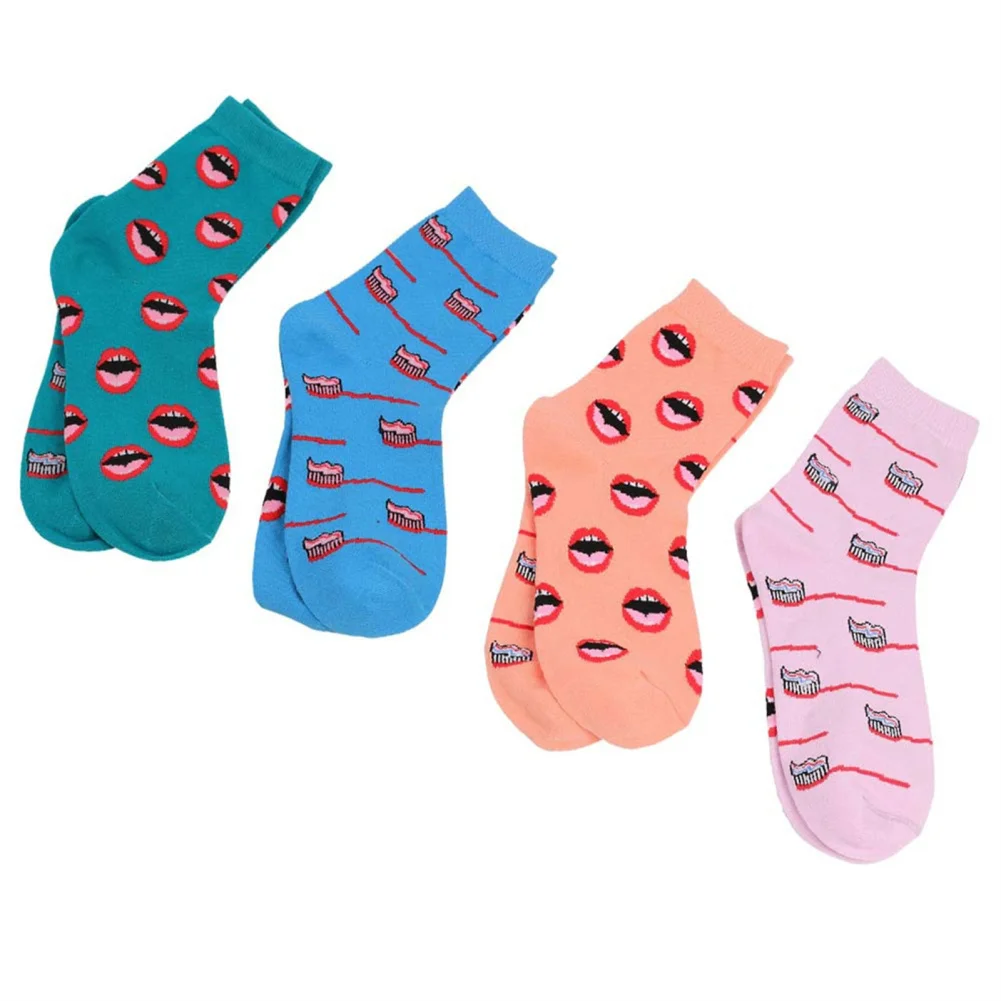 

4 Pairs Men Women Casual Crew Socks Comfort Cotton Breathable And Sweat-absorbing Ankle Socks