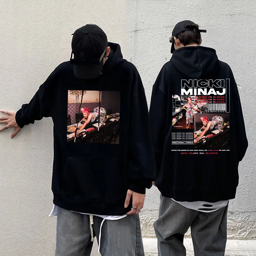 

Rapper Nicki Minaj Red Ruby Da Sleeze Music Album Graphics Hoodie Men Women Hip Hop Oversized Sweatshirt Male Fashion Hoodies