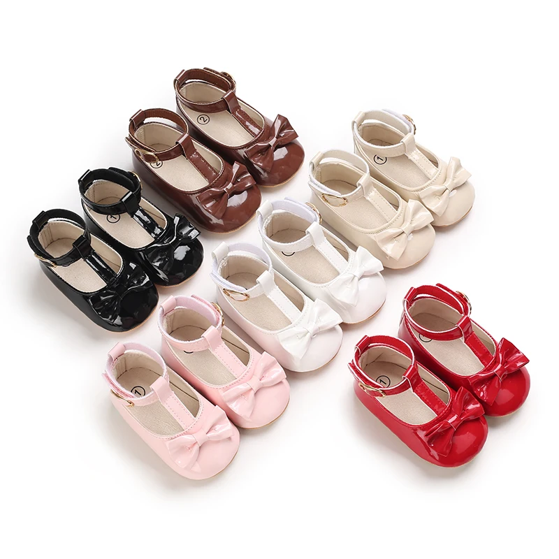 HAIZHIW Fashion PU Leather Baby Princess Shoes Newborn Girls Moccasins Shoes Rubber Sole Prewalker Non-slip Summer First Walkers 6