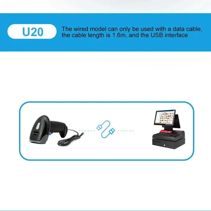 1D/2D QR Code Scanner USB Wired Handheld Barcode Reader High-Speed Supermarket Warehouse Scanner