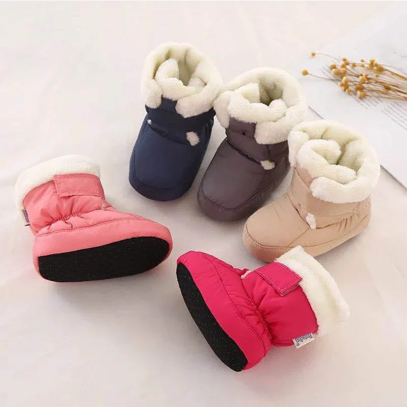 Mother Kids Baby Shoes First walkers Unisex Winter Warm Boots For Infant Faux Fur Inner Snow Toddler Prewalker Bootie