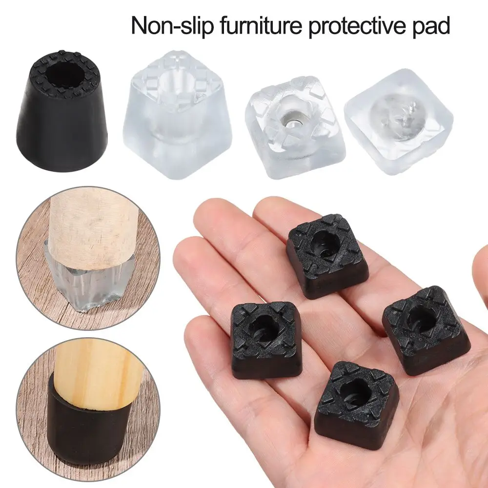 

Силиконовые прозрачные/черные нескользящие накладки на ножки стула с винтами, мебельная накладка, напольная защита, 4 шт.