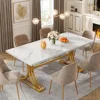 63-Inch Rectangular Dining Table for 4 to 6, Kitchen Tables for Dining Room, Modern Dinner Table with Faux Marble Table Top 4