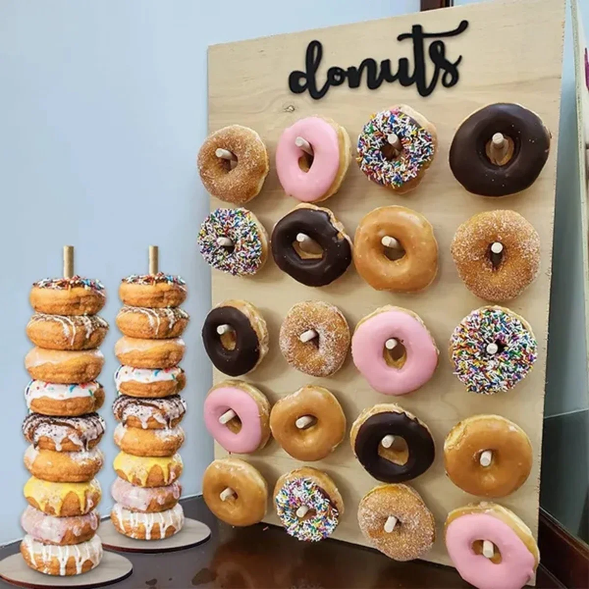 Donut Wall Stand Wooden Donut Party Decoration Doughnut Holder Wedding Party Decor Birthday Supplies Baby Shower