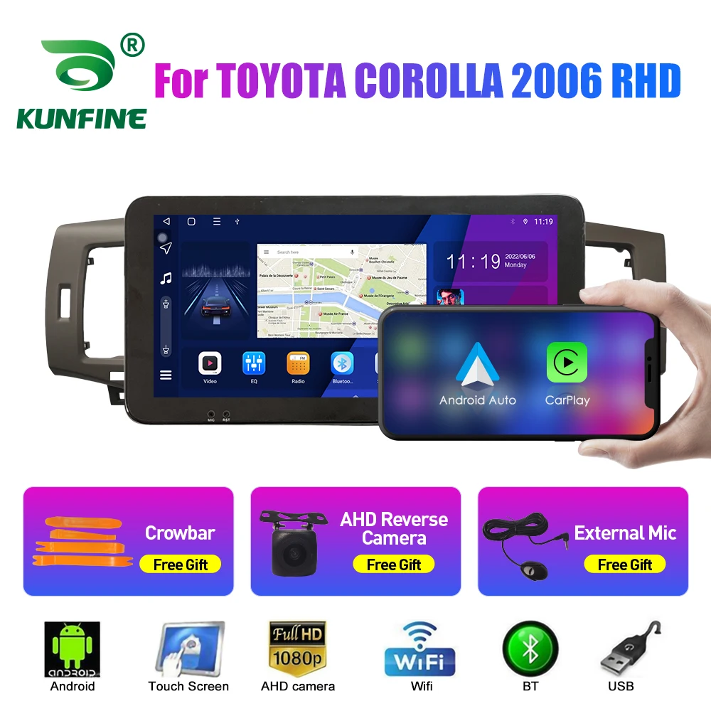 

Автомобильный радиоприемник 10,33 дюйма для TOYOTA COROLLA 2006 RHD 2Din Android Восьмиядерный автомобильный стерео DVD GPS-навигатор плеер QLED экран Carplay