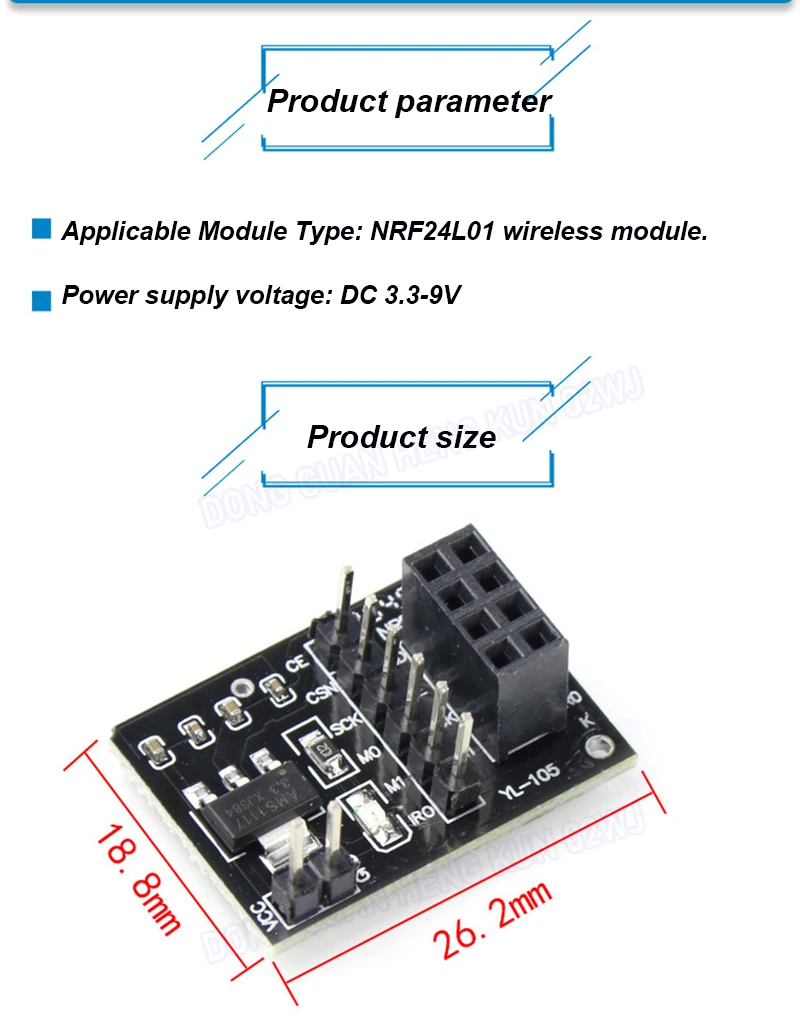 18,9 mm NRF24L01 Wireless-Modul-Adapterplatine 3,3 V SPI-Schnittstelle Einfache MCU-Verbindung für Arduino Experiment DIY 2,4 GHz – Detail 3