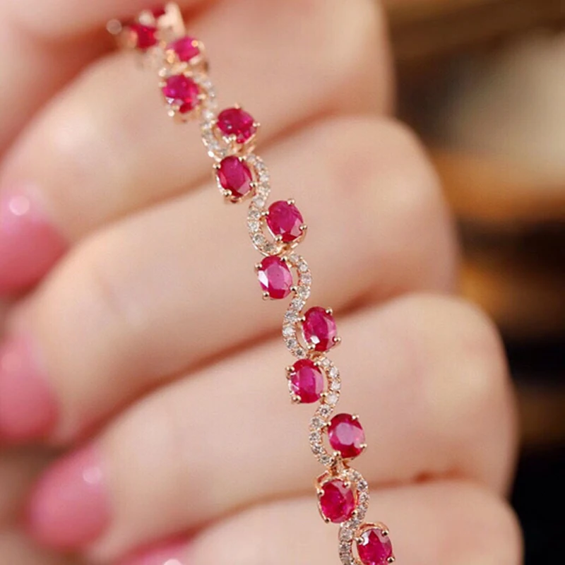 Aazuo Premium Jewelry 18K Solid Rose Gold Real Diamonds Natural Ruby Classic S Line Bracelet Gifted For Women High Cass Banquet 15 Sbd2f8127ab094dd18840f86e874edd8fv Aazuo Premium Jewelry 18K Solid Rose Gold Real Diamonds Natural Ruby Classic S Line Bracelet Gifted For Women High Cass Banquet