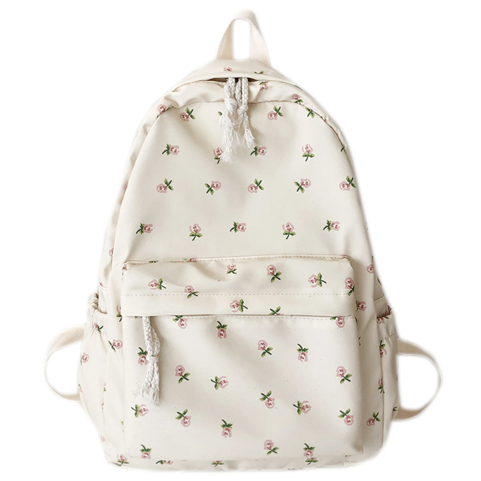 

Рюкзак для девочек с цветочным принтом и двухсторонней молнией и боковыми карманами для покупок и активного отдыха