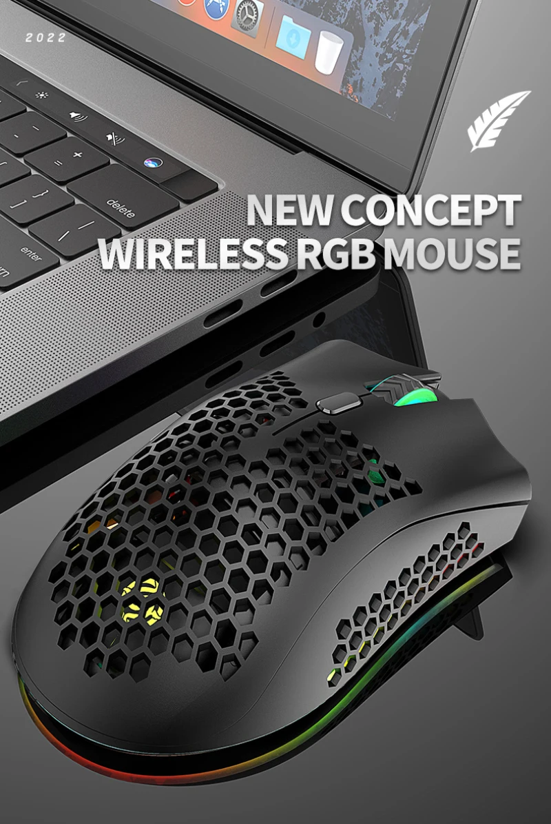 2022 Rechargeable USB 2.4G Wireless RGB Light Honeycomb Gaming Mouse Desktop PC Computers Notebook Laptop Mice Mause Gamer Cute best pc gaming mouse