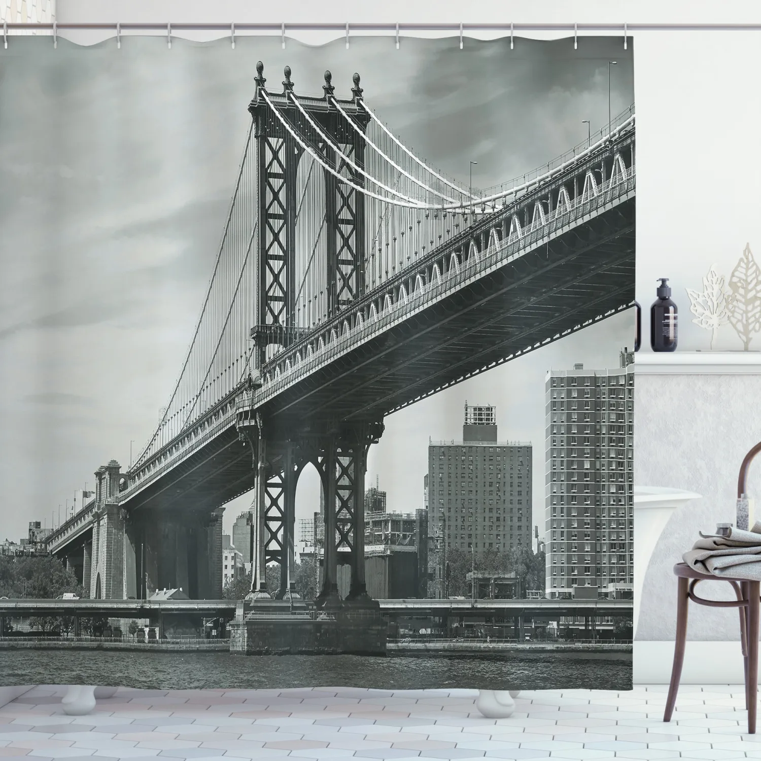 Набор занавесок для душа New York Bridge of NYC винтажные занавески East River декора ванной
