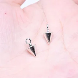 Vibrant Cone Charms Set for DIY Jewelry Crafting - 20 Pieces (Antique Silver Color)