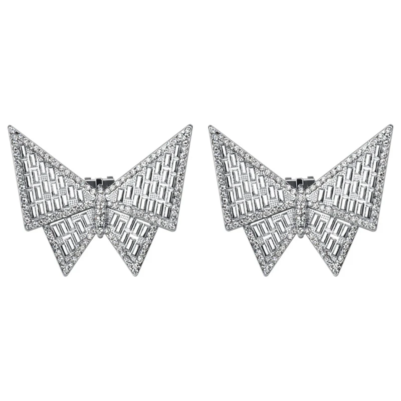 

2PCS Bride Metal Bow Flower Charm Buckle Rhinestone Shoe Clip Metal Shoe Buckle Shoe Accessory