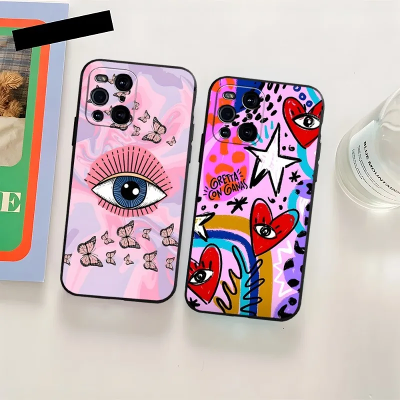 Custodia Per Telefono Lucky Eye Blue Evil Eyes Per Oppo One Plus 11 8 6 9 7 Pro Trova X3 Neo Reno 8 6 Pro 7 X5 A57 A54 A55 A74 Cover