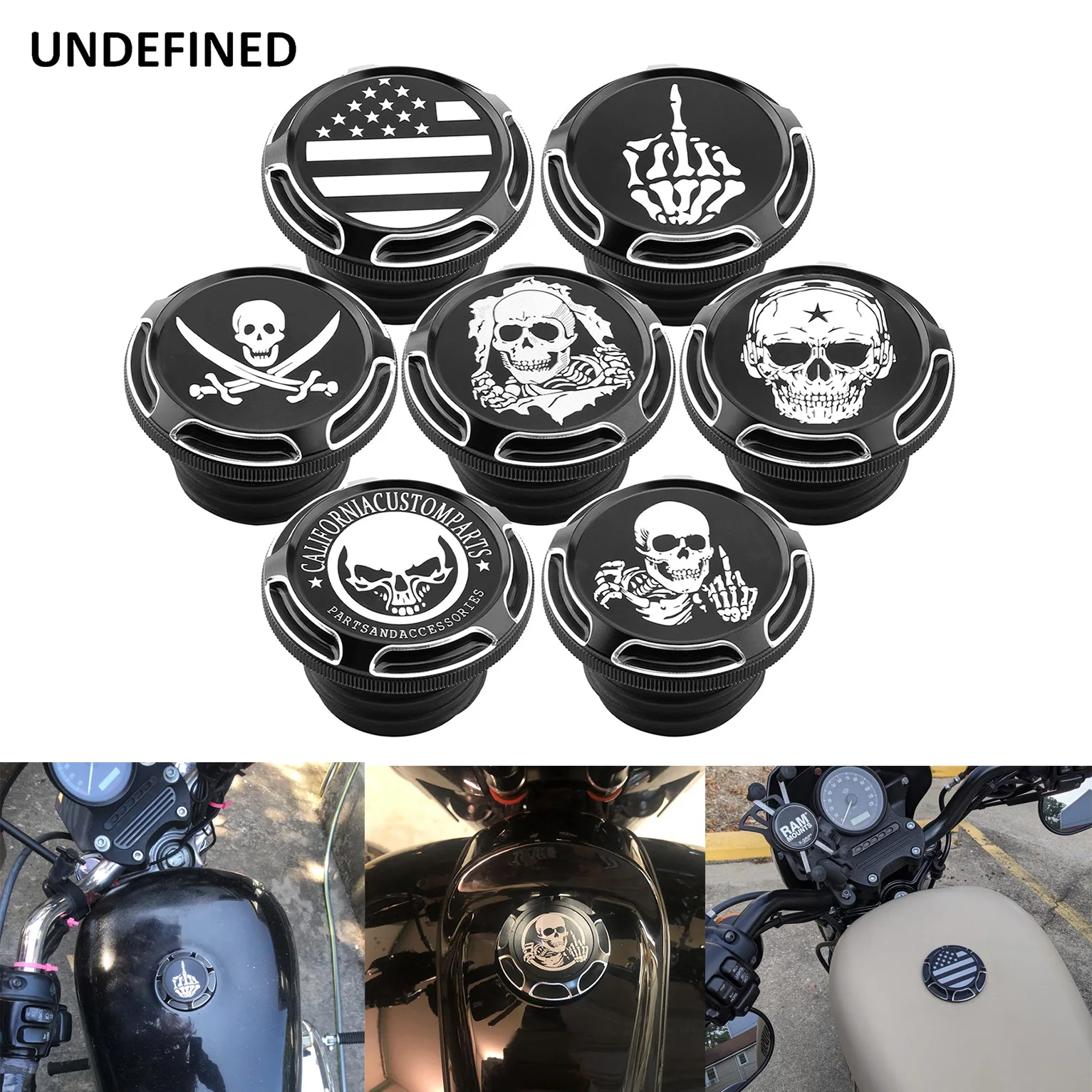 Motorcycle Gas Cap Skull Fuel Tank Oil Caps for Harley Touring Road