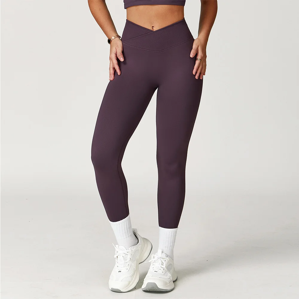 Seamless Cross-Waist High-Waist Yoga Leggings
