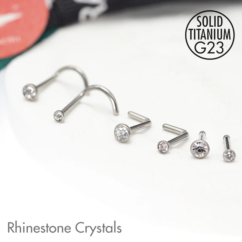 OUFER 4PCS Piercing Nez Titane G23 Anneaux En S Clair CZ 20G 7mm - Étoiles Lune Coeur