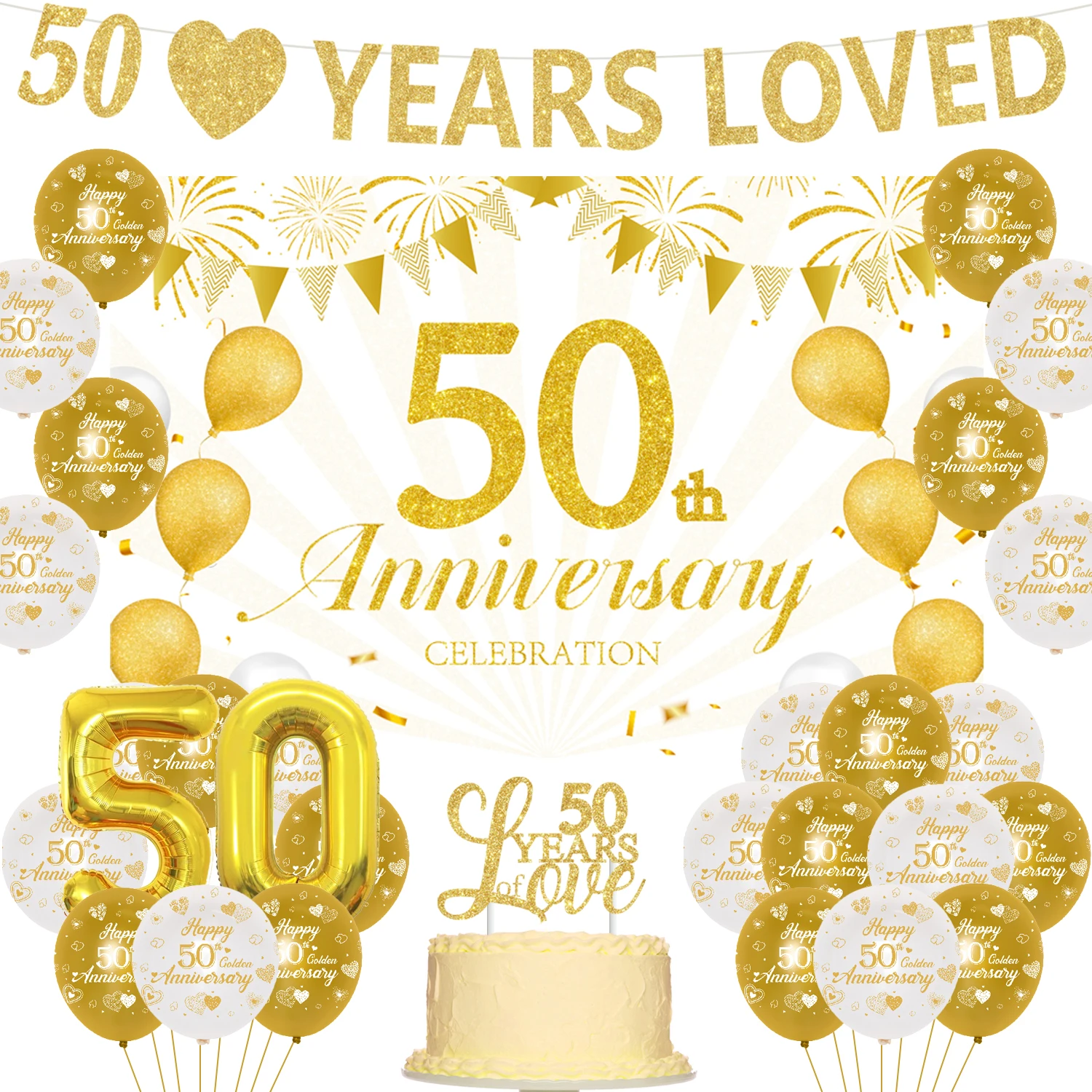 50thAnniversaryPartyDecorationsGoldenWeddingAnniversaryDecor