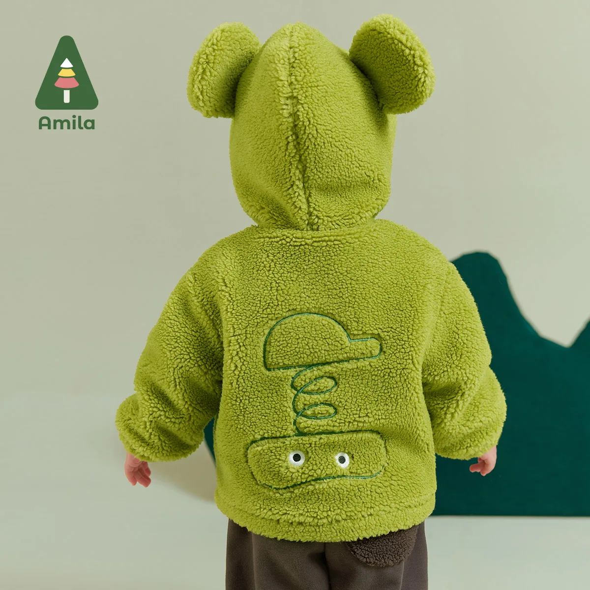 Amila Baby Boy Coat Winter New Multicolour Hooded Fleecing Big-eared Hat Cute Toddler Outerwear Baby Clothing