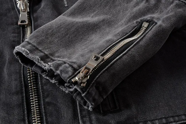 Ripped Jean Jacket For Men Men's Ripped Denim Motorcycle