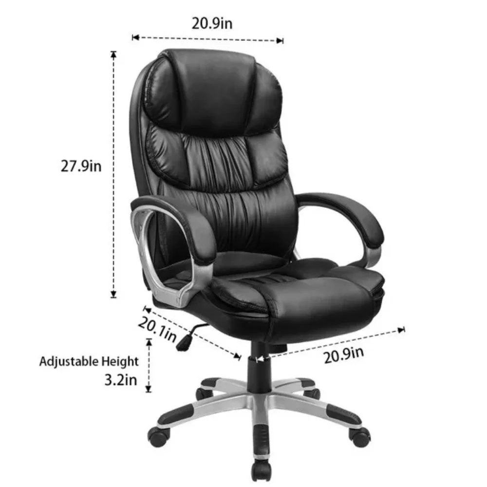 Silla de escritorio con respaldo alto, moderna silla de trabajo de piel  sintética con brazos, silla ejecutiva giratoria ajustable para computadora  con