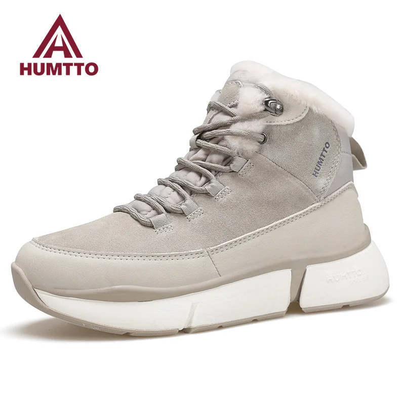 

HUMTTO Winter Ankle Boots Waterproof Black Platform Snow Boots Womens New Luxury Designer Shoes for Women Leather Woman Sneakers