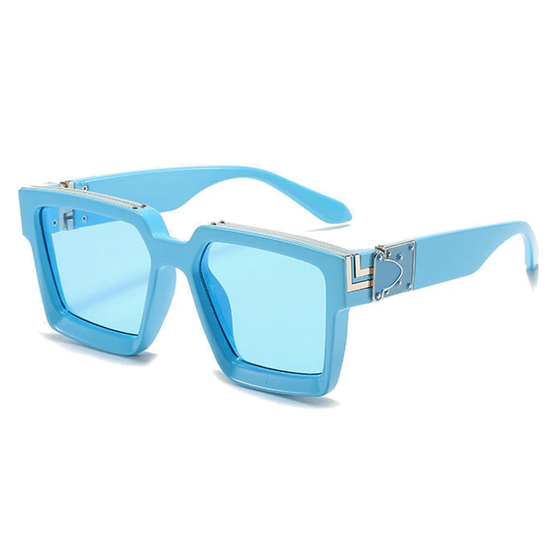 2021 New Square Oversized Sunglasses Fashion Sky Blue White Color Eyewear  Aolly Plastic Eyeglasses Frame UV400 Shade Driving