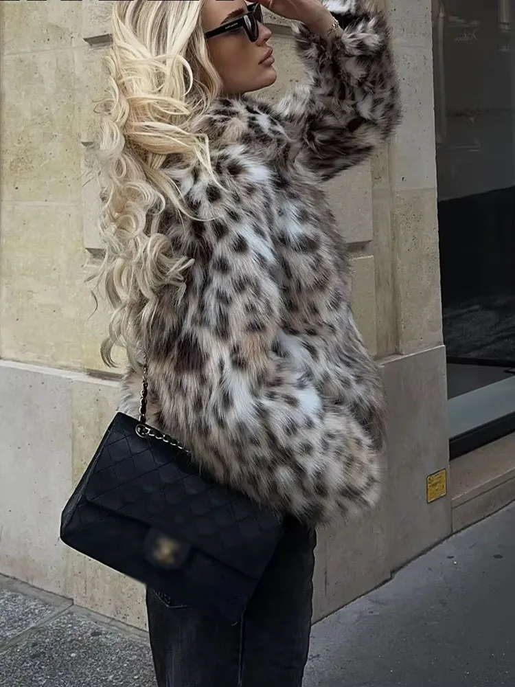 2024年 レディース ブラウン レオパード柄 サイドポケット付き