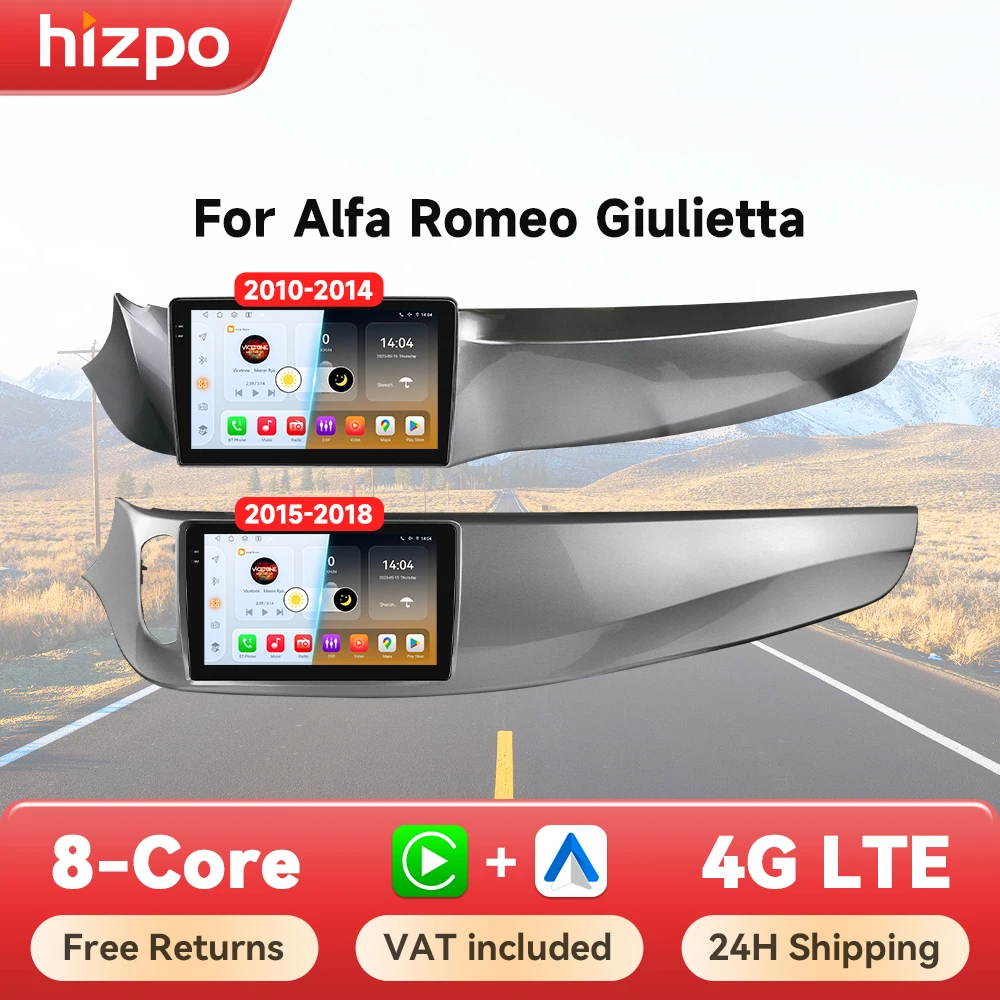 Hizpo 2din Android 14 Auto Multimedia Für Alfa Romeo Giulietta 2010 - 2014 2015 - 2018 Radio Stereo Kopf einheit Carplay Auto Bildschirm