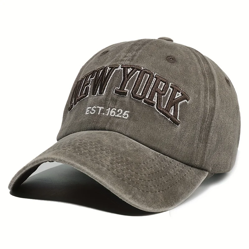 Baseballkappe mit besticktem Buchstaben für Damen und Herren, verstellbare, wassergewaschene Retro-Entenschnabelmütze, tragbar, atmungsaktiv und cool