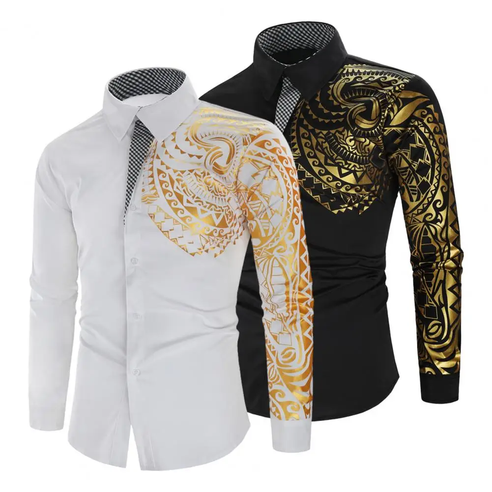 

Men Retro Shirt Plaid Retro Print Men's Cardigan with Turn-down Collar Single-breasted Closure Stylish Mid Length for Men