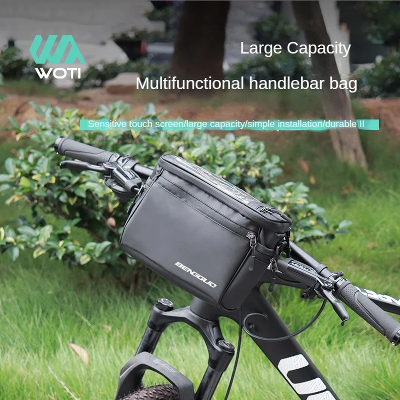 

Велосипедная сумка, передняя сумка, многофункциональная сумка для сенсорного экрана, вместительная велосипедная сумка, Велосипедное оборудование