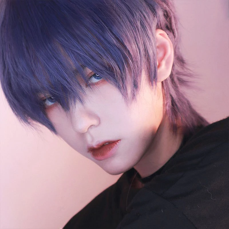 Boy Mens Anime 12Short Wig Cosplay Party Straight Hair Cosplay Full Wigs  Grey F