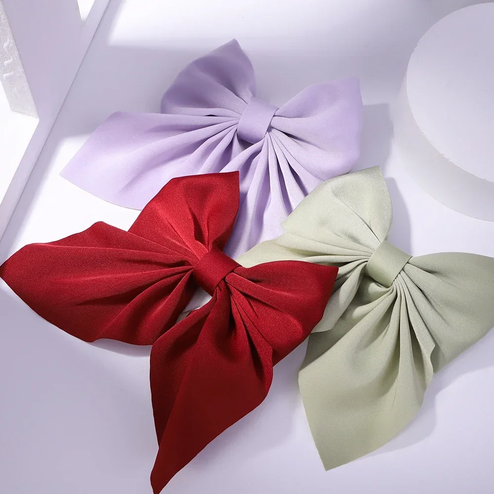 Sweet Bows Hairpins Solid Color Bowknot Hair Clips For Girls Satin Butterfly Barrettes Duckbill Clip Kids Hair Accessories hair clips hair accessories