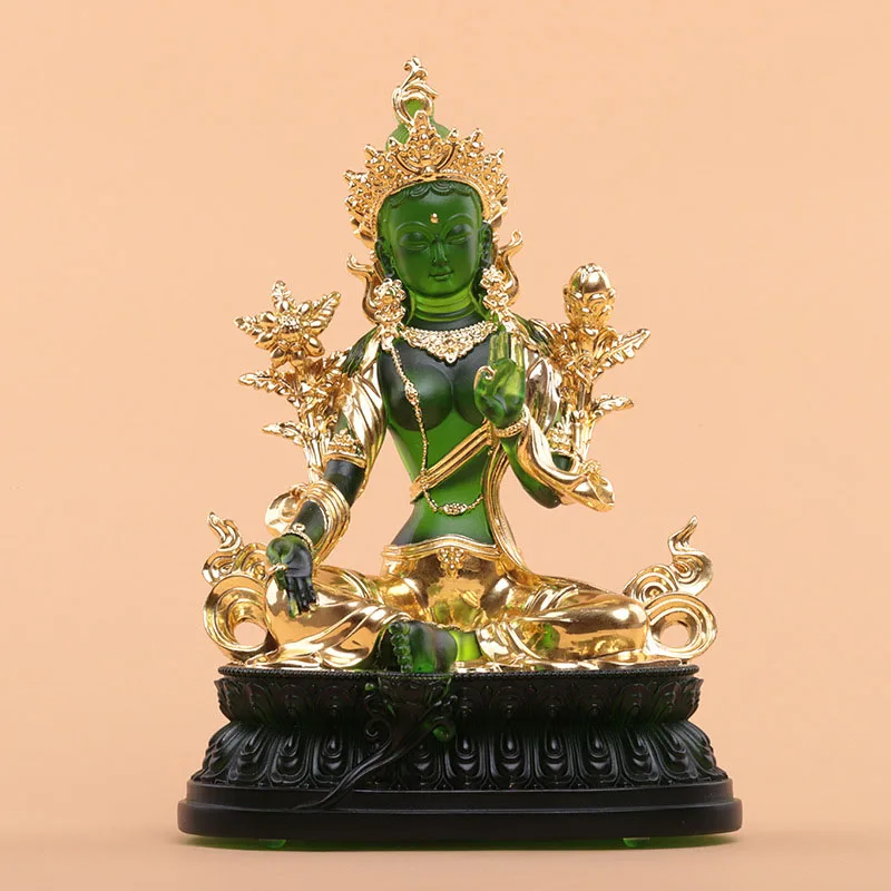 4-9inch Hand Green Tara Green Resin Pocket Tibetan Buddhist Tranic Suppliers Temple/Home/Office Decorate Statue Cratfs