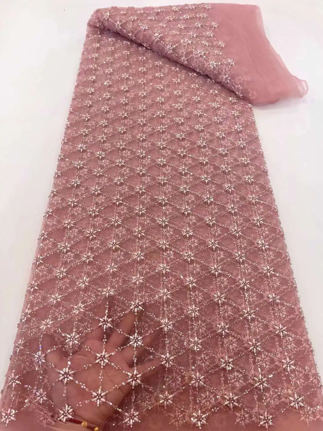 

Африканские блестки, бисерные кружевные ткани 2024, Высококачественная вышивка, французская нигерийская кружевная ткань для свадебного платья, шитье XC