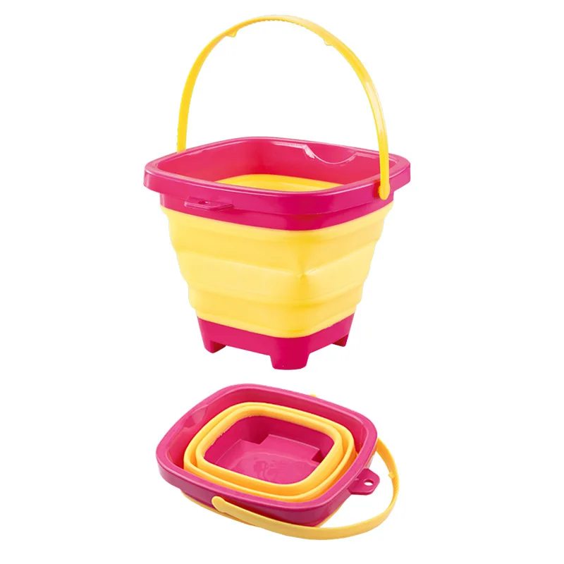 1 Pc Portable Children Beach Bucket Sand Toy Foldable Collapsible Plastic  Pail Multi Purpose Summer Party Playing Storage