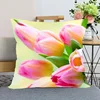 Tulip Flower Pillowcase Bedroom Home Office Decorative  Square 3