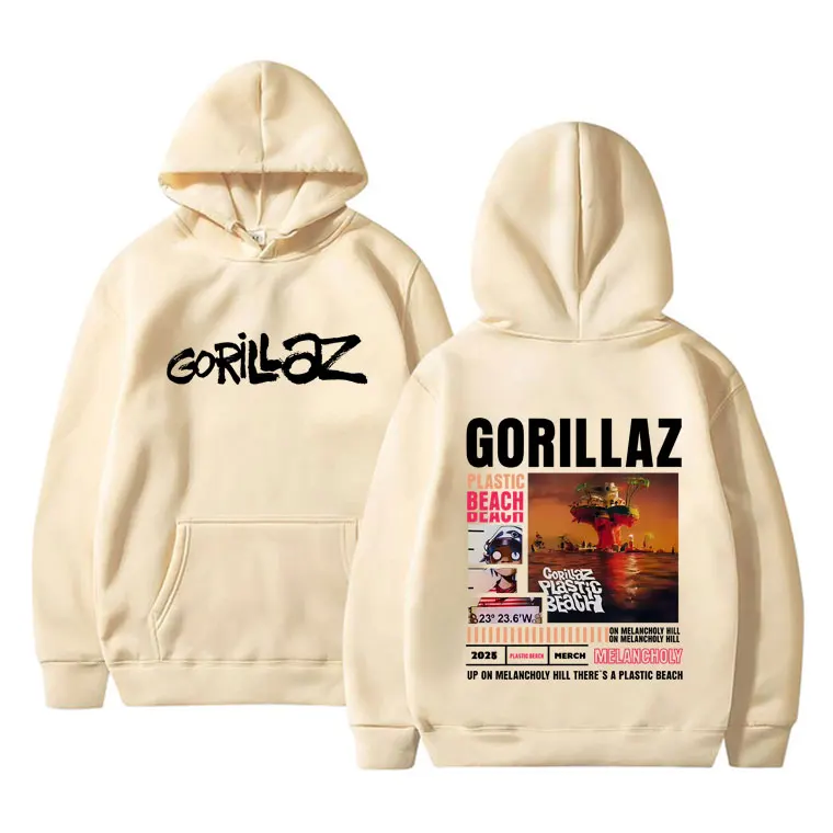 Com Store Sudadera Con Capucha Oficial De Gorillaz - Diseño Two Tono Brush Band Logo, Unisex, De Algodón Reciclado, Talla Variable Producto Licenciado Música Alternativa