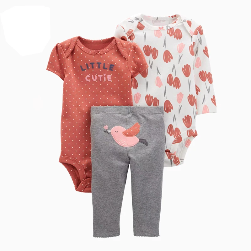 2025 Baby Girls Clothes Autumn Spring Newborn Infant Outfit Cotton Bodysuit Top And Bottom Pants Kids Toddler Clothing Set 6-24M - 6