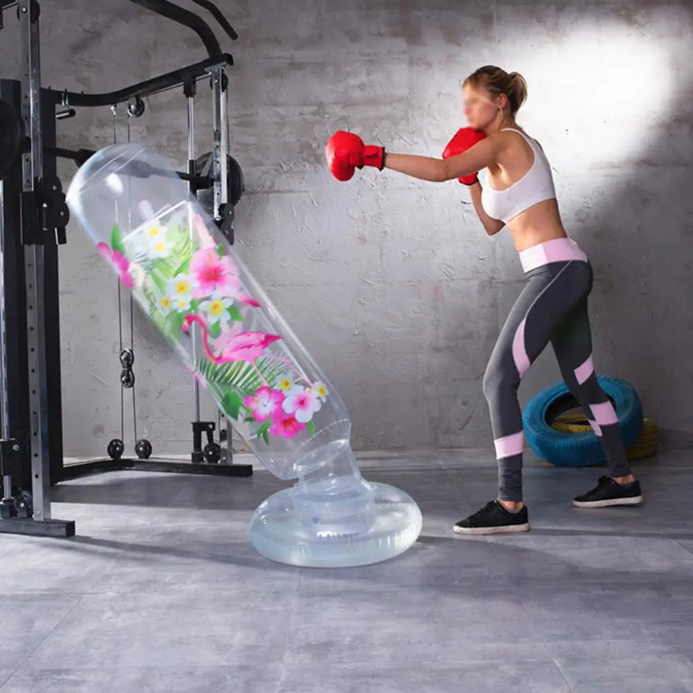 160cm Inflatable Sandbag Vertical Boxing Column Decompression Tumbler Fitness Tool for Home Kids Adults