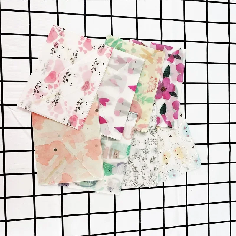 3pcs/lot Animal Series Beautiful Flower Sulfuric Acid Paper Gift Envelope For Postcard Students School Stationery Supplies