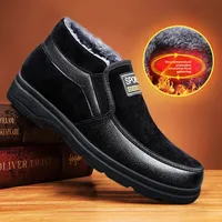 Thickened Cotton Shoes for Men Winter Warm Casual Style Fleece Lined Booties Dad Comfortable Non Slip Walking Footwear