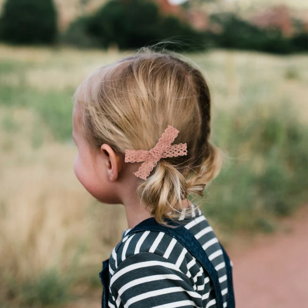 4Pcs/Set Sweet Lace Bowknot Hair Clips for Girls Newborn Boutique Bows Hairpins Barrettes Headwear Baby Hair Accessories Gift 2