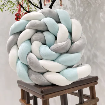 1M/2M/3M/4M Paraurti per bambini Letto Treccia Nodo Cuscino Cuscino per neonato Protezione per culla Lettino Arredamento della camera Set di biancheria da letto Decorazione del ragazzo