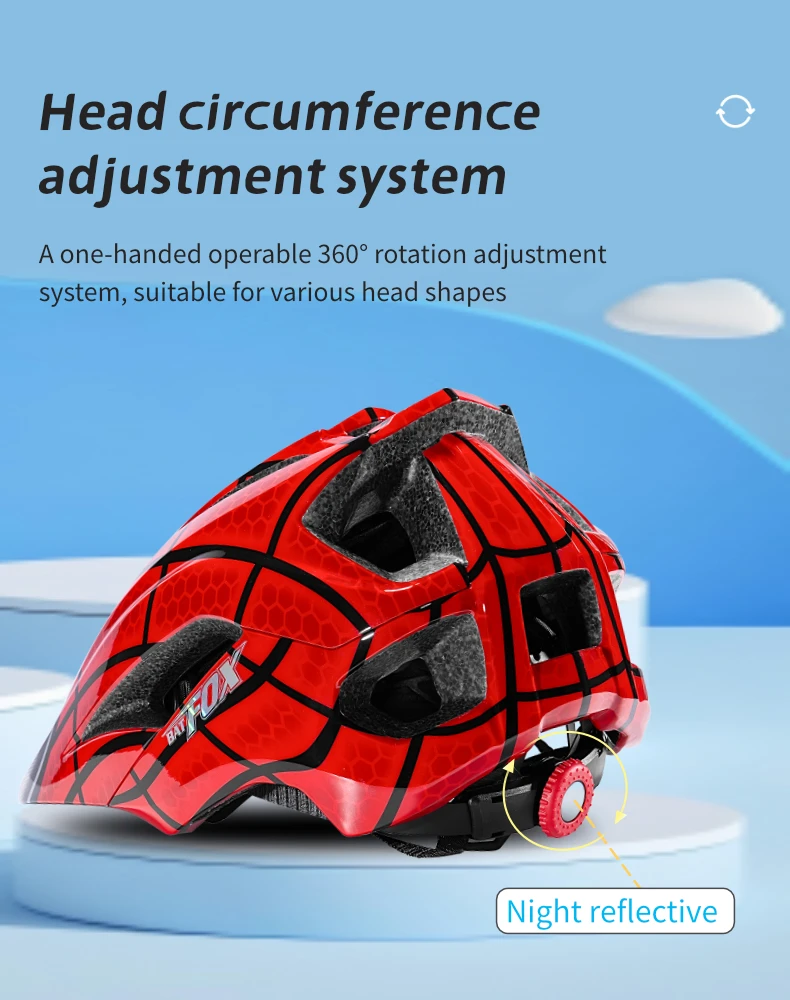 BATFOX Kinder Integral-Fahrradhelm Abnehmbares Kinn Laufrad Skateboard Rollschuhlaufen Sicherheitskappe Kinderfahrrad Fahrradausrüstung – Detail 8