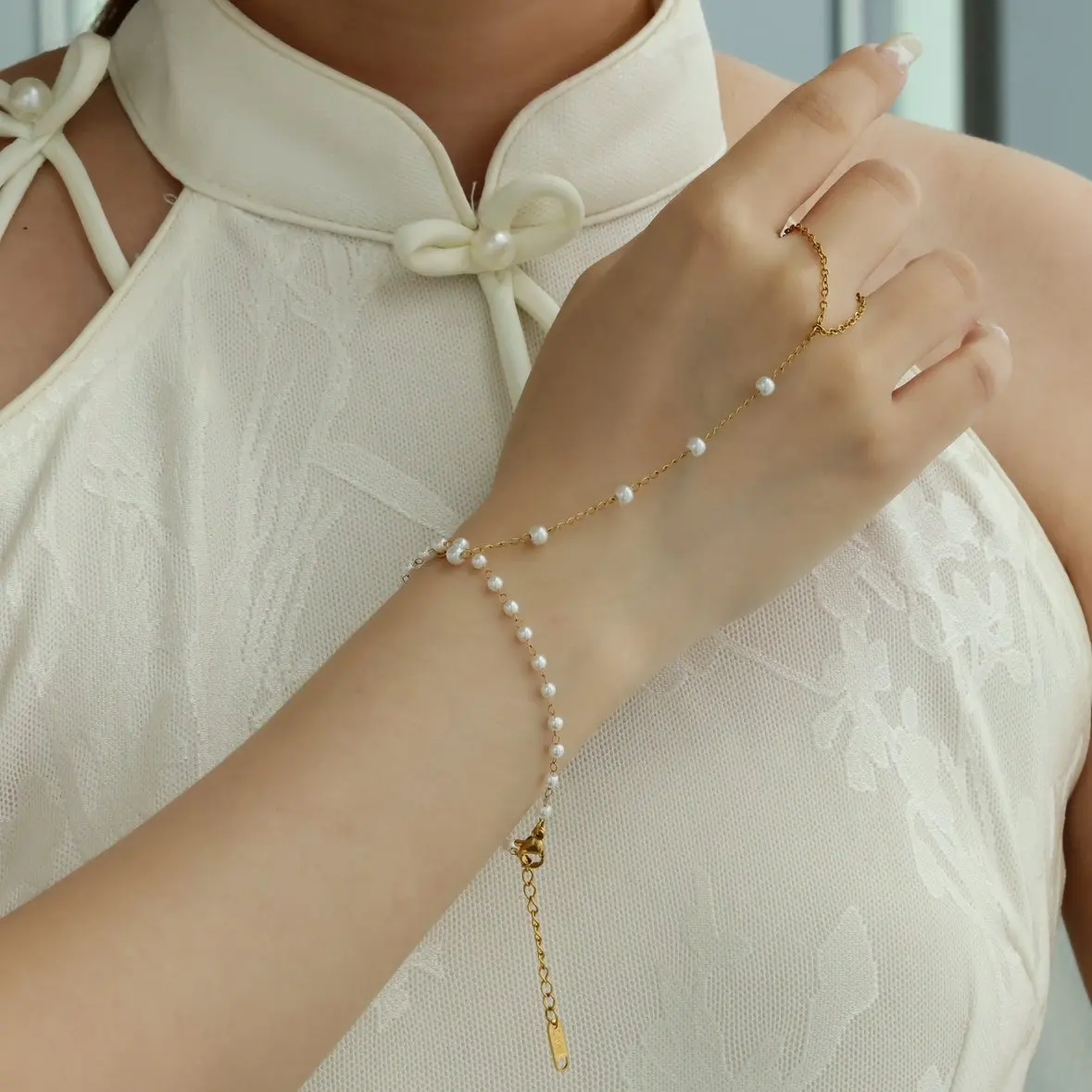 Stainless Steel Peral Chain Bracelet Women Gold Color